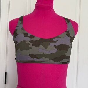 Lululemon Free to be Wild Green and Purple Camo Strappy Sports Bra